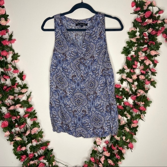 ava christine Tops - Ava Christine Blue Paisley Tank Top Blouse Medium Brown Boho Eccentric